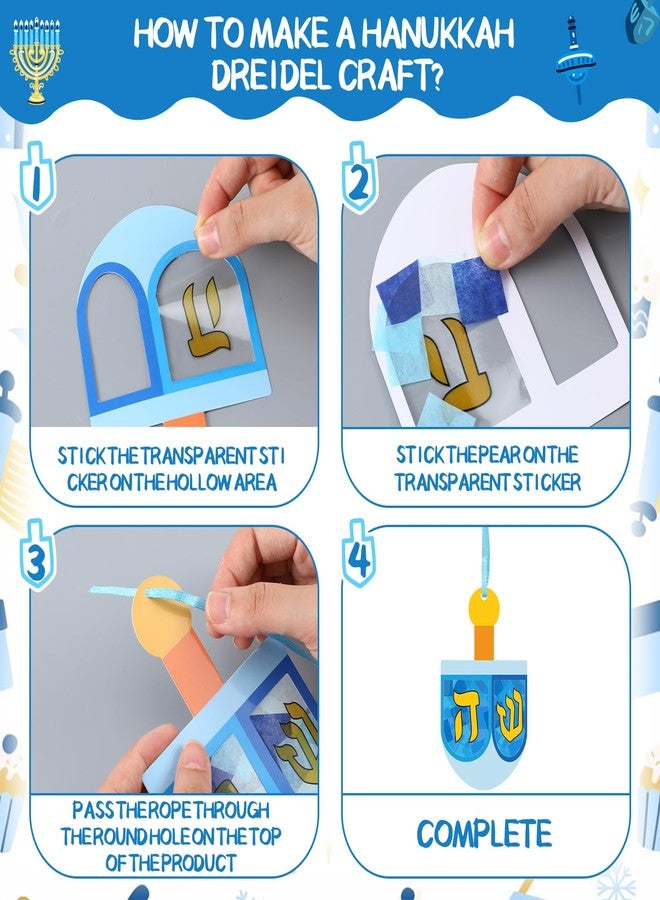 Mooliwe 24 Sets Hanukkah Crafts Make Your Own Hanukkah Dreidel Tissue Paper Craft Kits DIY Dreidel Tissue Sign Hanging Ornaments for Chanukah Party Holiday School Activities - Image 3